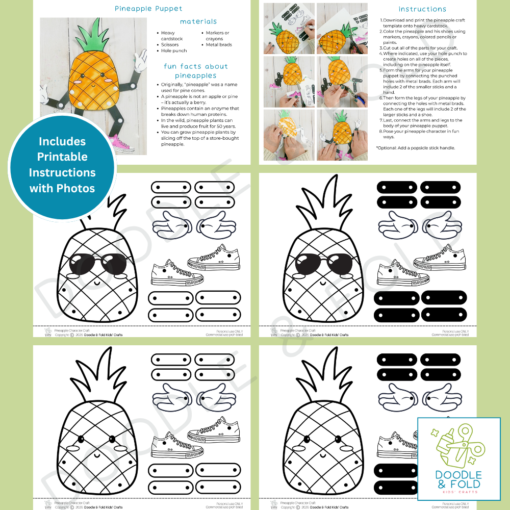 Pineapple Puppet Craft for Kids