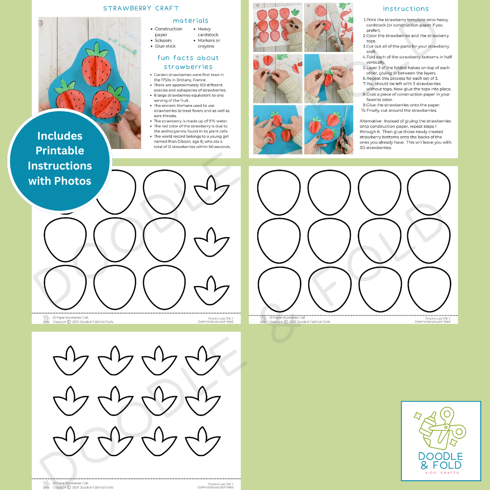 Sweet 3D Strawberry Craft for Kids