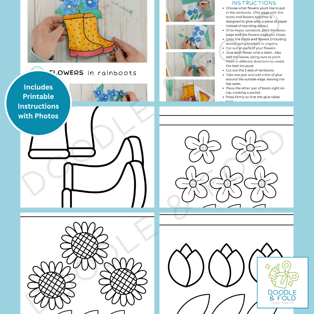 Flowers in Rainboots Spring Craft for Kids