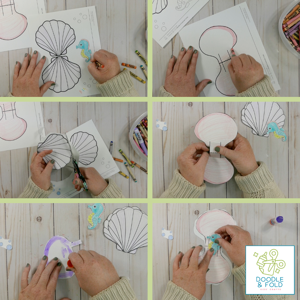 Pop-up Shell Card with Hidden Seahorse