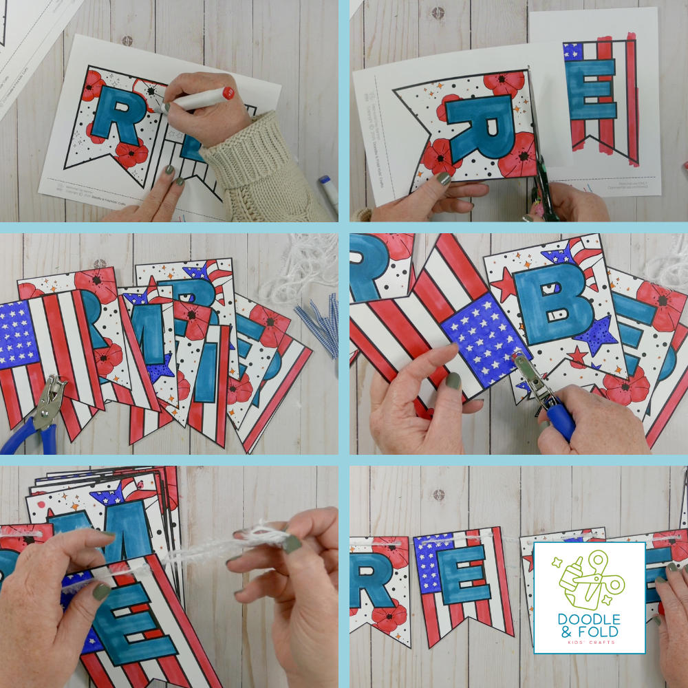 Fun Printable Memorial Day Banner to Color