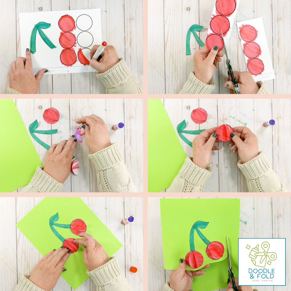 Sweet 3D Paper Cherry Craft for Kids