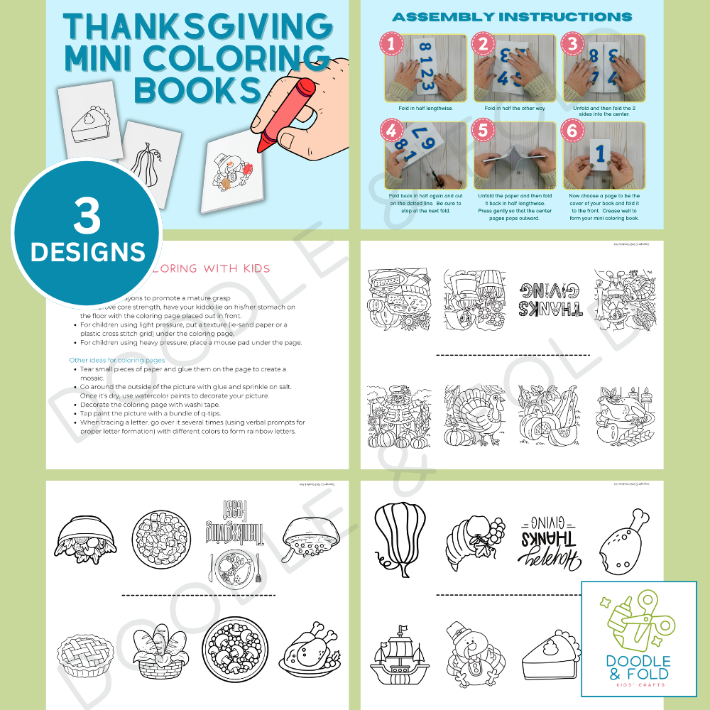 Thanksgiving Mini Coloring Books (3 Designs)