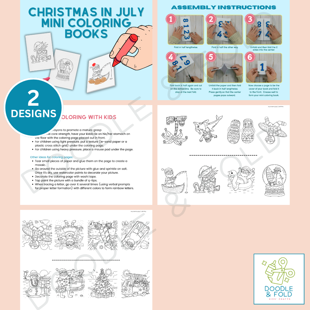 Fun Christmas in July Mini Coloring Books