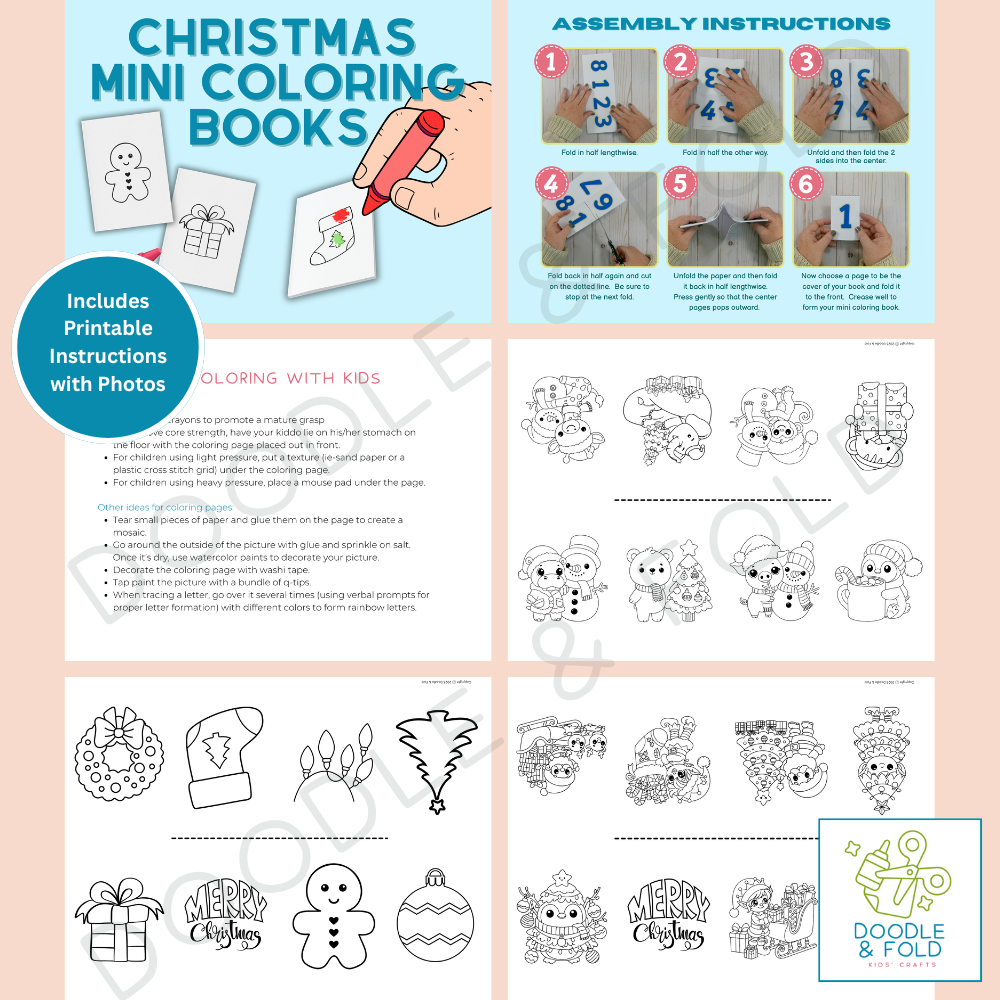 Fun Christmas Mini Coloring Books (3 Designs)