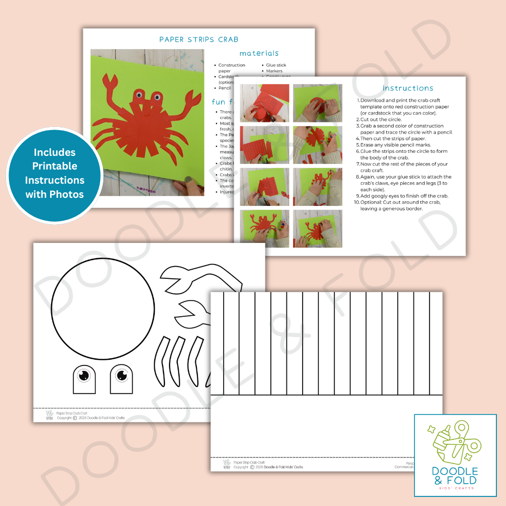 Paper Strips Crab Craft for Kids