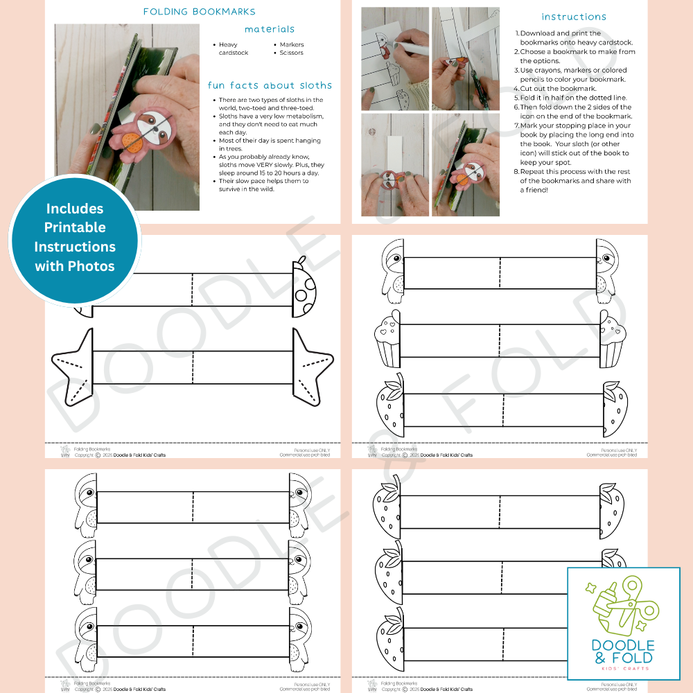 Printable Folding Bookmarks (5 Designs)
