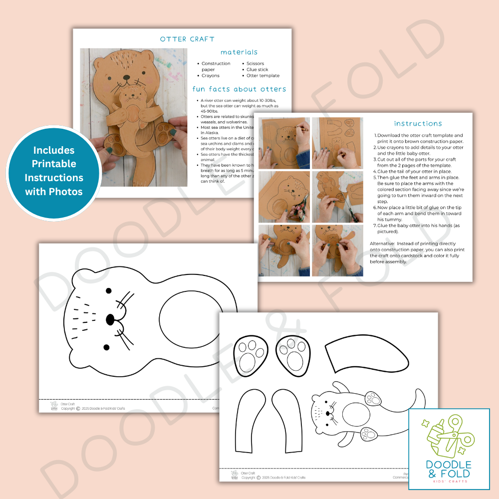 Adorable Paper Otter Craft with Baby Otter