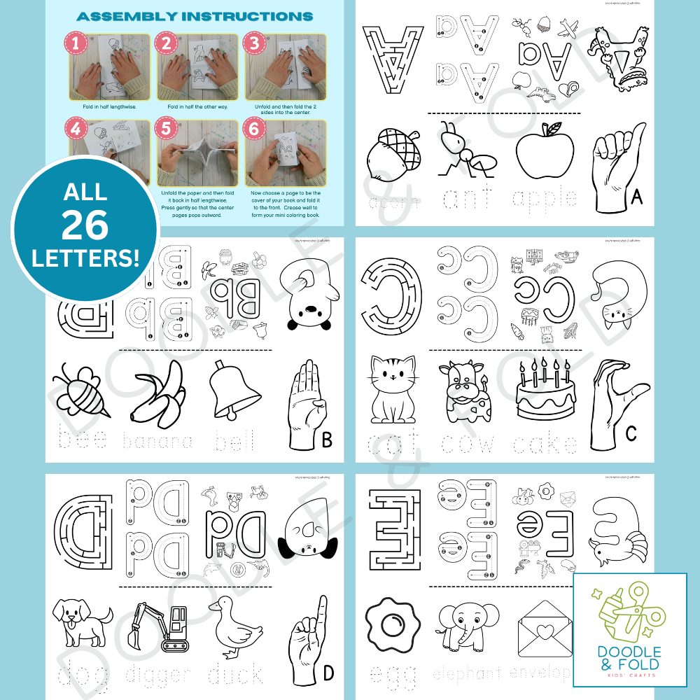 Letters of the Alphabet Mini Coloring Books Collection