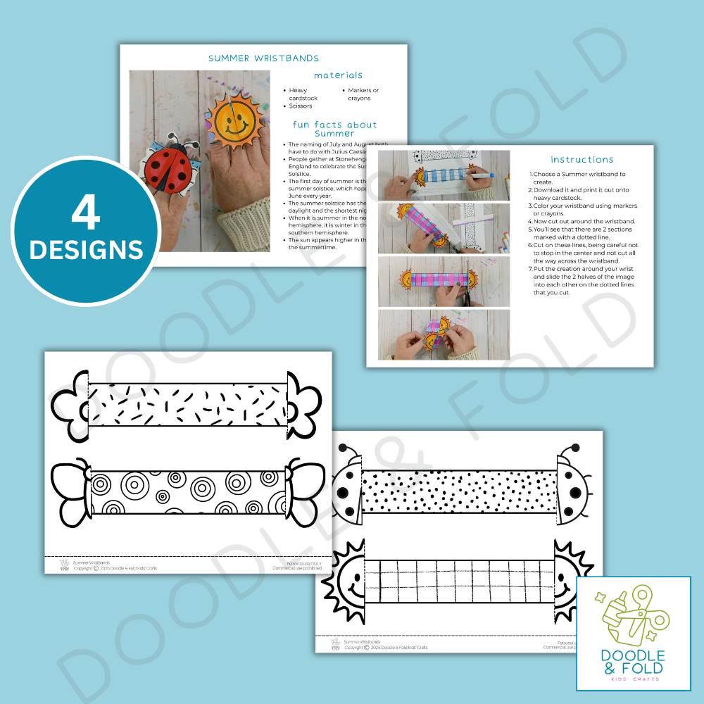 Printable Summer Wristbands (4 Designs)