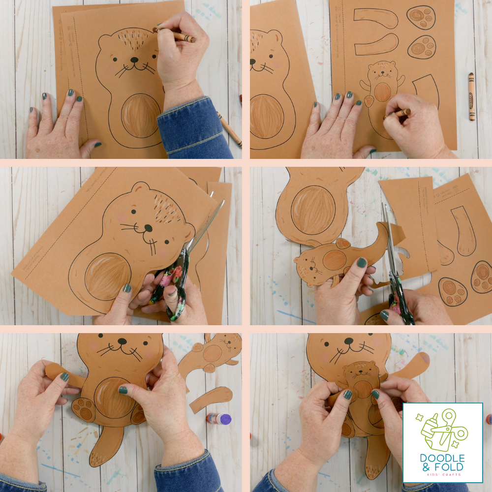 Adorable Paper Otter Craft with Baby Otter