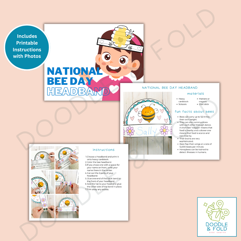 National Bee Day Headbands for Kids (6 Designs)