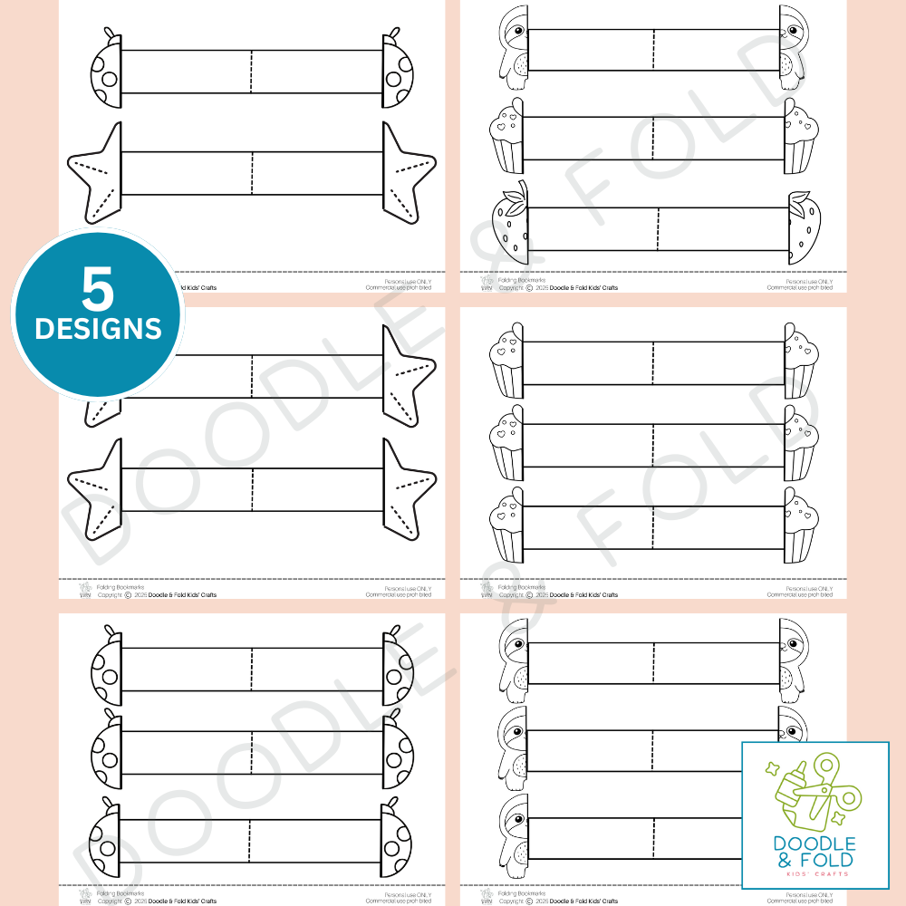 Printable Folding Bookmarks (5 Designs)