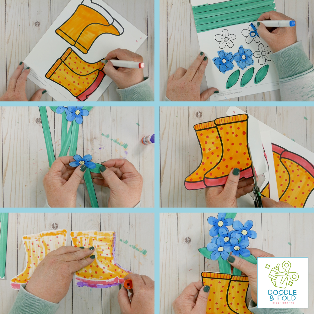 Flowers in Rainboots Spring Craft for Kids