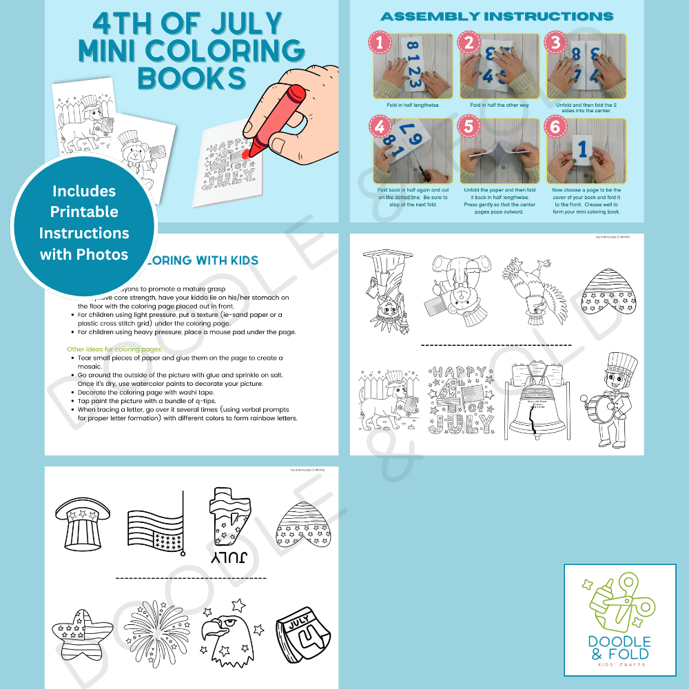 Patriotic Fourth of July Mini Coloring Books (2 Designs)