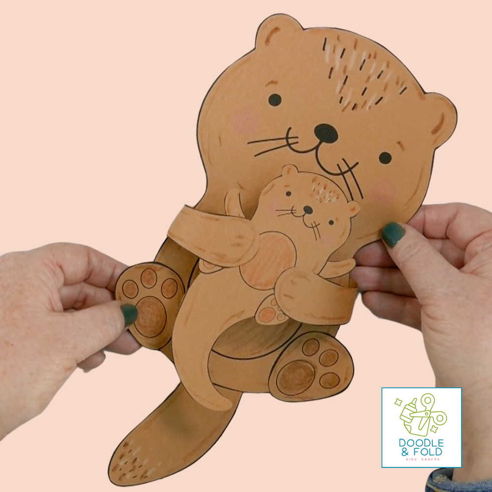 Adorable Paper Otter Craft with Baby Otter