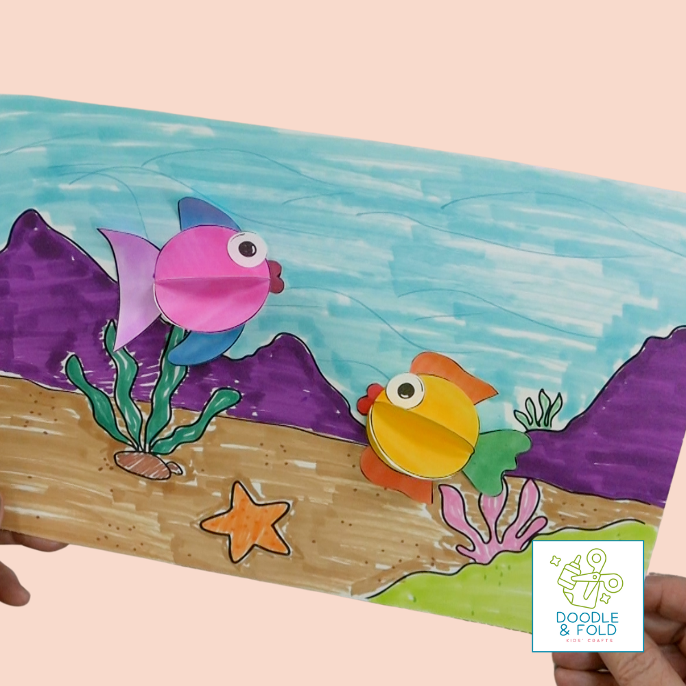 Under the Sea 3D Fish Coloring Scenes Activity