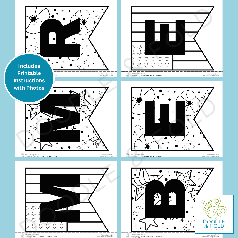 Fun Printable Memorial Day Banner to Color