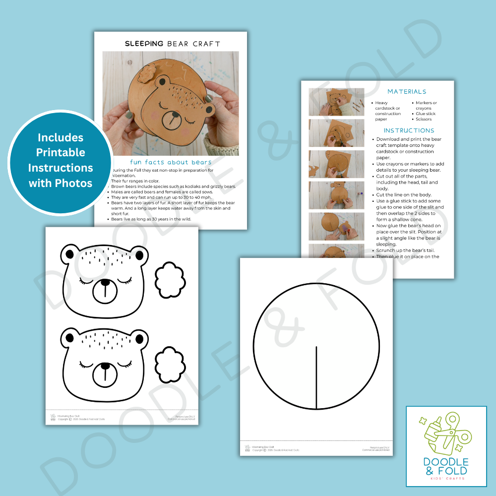 Sweet Hibernating Bear Cub Printable