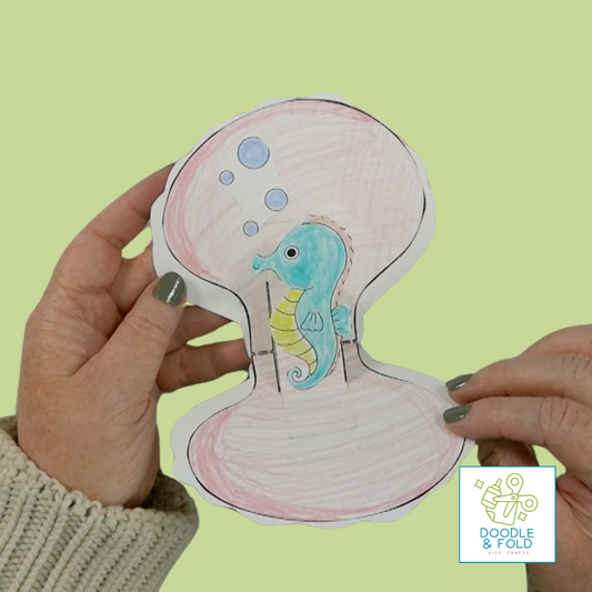 Pop-up Shell Card with Hidden Seahorse