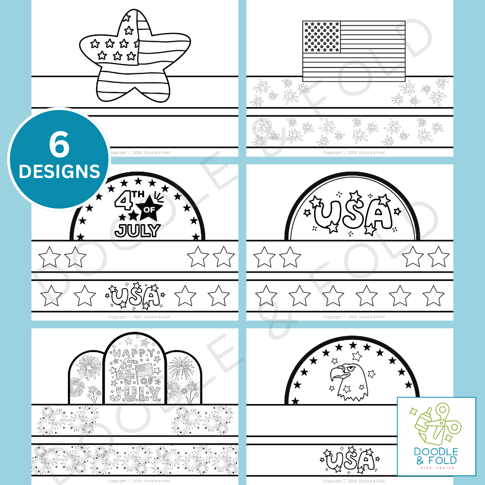 Patriotic and Fourth of July Printable Headbands (6 Designs)
